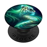Tigre coloré spectral fantastique, art numérique unique PopSockets PopGrip Interchangeable