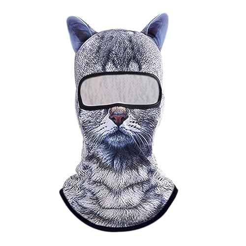 Persoshow 3D Cat Sheisty Ski Balaclava Face Mask with Ears Animal Ski Mask for Music Festivals Raves Ski Halloween Party Outdoor Activities