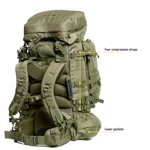 Image of MT Military Army Large Rucksack with Detacheable Assault Backpack Hydration Pack Shoulder Straps and Waist Belt Metal Frame | Detacheable
