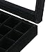 Ivosmart 24 Section Velvet Glass Jewelry Ring Display Organiser Box Tray Holder Earrings Storage Case (Black)