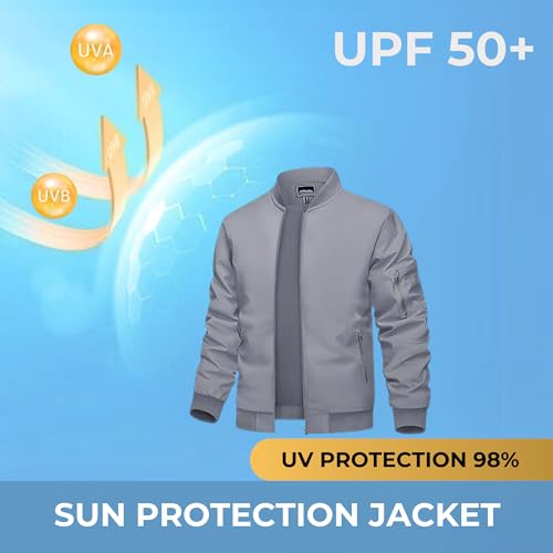 Image of MIA FASHION Men's UPF 50+ Full Sleeves Zipper Function Sun Protection Jacket for Biking & Sport
