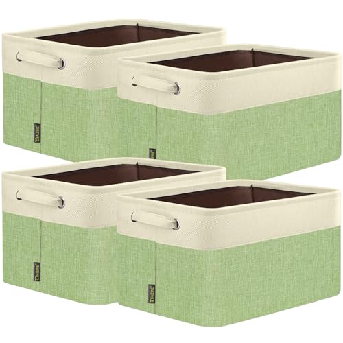 BALEINE 4 Pack Fabric Storage Bins for Shelves, Linen Storage