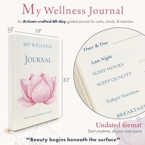 Image of 60-Day Guided Journal - Undated Wellness & Gratitude Planner - Daily Reflection Prompts, Habit Tracker, Mood Tracker - A5 Hardcover, 130 GSM Paper - A Thoughtful Gift for Mindful Living (Peach)
