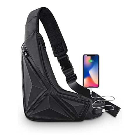 TAJEZZO Sling Bag Cross Body Bag Mens One Shoulder Bag for Women Hiking Travel with USB Port Anti-theft EDC Casual Daypack Cover
