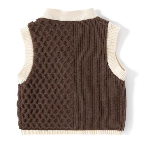 Toddler Knitted Vest Stylish Button-Up Sleeveless Cardigan with Textured Design Warm Baby Sweater Vest2