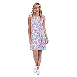 Stella Parker Women's UPF Summer Casual Lightweight Travel Outfit, Resort Wear Sundress for Beach, Vacation and Easter Dress, Fiery Pink, Medium