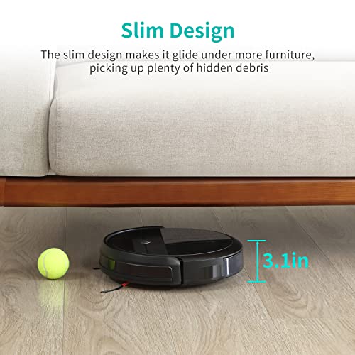AIRROBO Robot aspirateur, aspiration 2600 Pa, super fin, connexion Wi-Fi, contrôle à distance, app, Alexa et Google Home, idéal pour les poils de animaux, sols durs, tapis à poils courts (P10) - Image 4