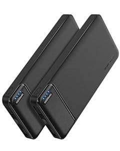 AsperX Power Bank 10000mAh 2 Stück, Slim Klein Aber Stark Externer Handyakkus, USB C Eingang und Ausgang, Tragbares Ladegerät mit 4 Ports kompatibel mit iPhone, Samsung, iPad, Huawei, AirPods