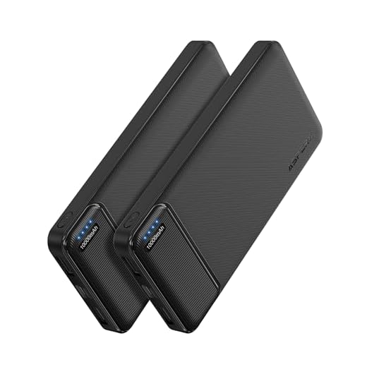 AsperX Power Bank 10000mAh 2 Stück, Slim Klein Aber Stark Externer Handyakkus, USB C Eingang und Ausgang, Tragbares Ladegerät mit 4 Ports kompatibel mit iPhone, Samsung, iPad, Huawei, AirPods