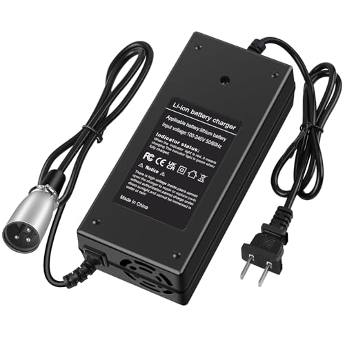 42V 2A Charger for E300 Mini Dirt MX650 650 Razor MX500, MX650, GT GT750 Schwinn S1000, S600, Ezip E1000 GoGo with Male 3-Pin XLR 36V Lithium Battery Disney Electric Battery Charger