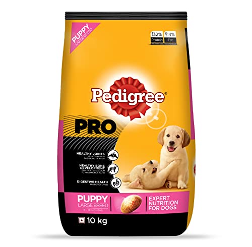 Image of Pedigree PRO Expert Nutrition Dry Food for Large Breed Puppy (3-18 Months), 10kg Pack&Pedigree Jumbone Treat for Dog, Chicken & Lamb Flavour, 2 Packs (2 x 180g)
