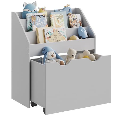 SONGMICS Scaffale per Giocattoli, Libreria per Bambini a 3 Scomparti, Contenitore Portagiochi Estraibile con Ruote,...