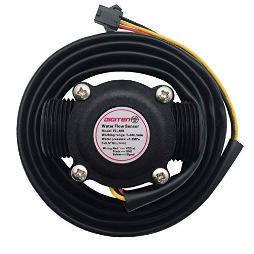 DIGITEN G3/4" Water Flow Sensor with 1.2M(3.9ft) Cable, Hall Effect Sensor Flow Meter Flowmeter Counter 1-60L/min - Arduino, Raspberry Pi, and Reverse Osmosis Filter Compatible
