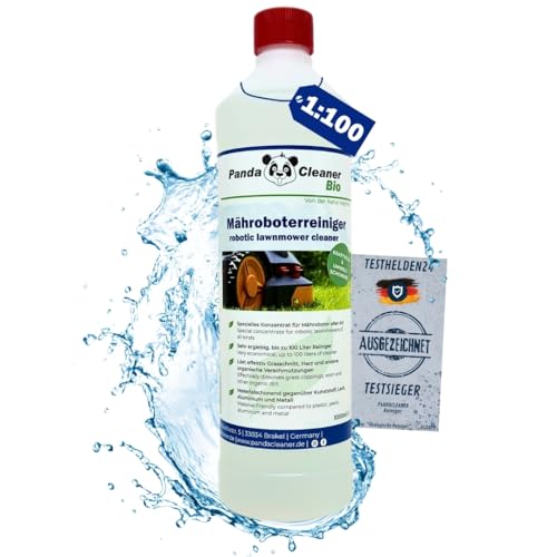PandaCleaner Bio tosaerba robot detergente – 1 l alto concentrato 1:100 – Accessori robot tosaerba per Bosch, Einhell, Gardena, Husqvarna, Stihl, Wolf-Garten Worx, Robomow ecc.