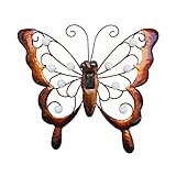 BVLFOOK Metal Butterfly Valentine Solar Lighted Wall Art, Outdoor Garden Decor, Valentine Yard Art Butterfly Sculpture Lamp for Fence Patio