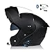 Casco Modulare Integrato Bluetooth Omologato DOT/ECE Caschi Moto Apribili modulari Doppia Visiera Anti-Appannamento Altoparlante con Microfono per Donna Uomo (Color : Black D)