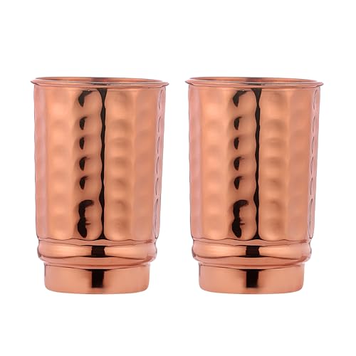 HealthGoodsEU Lot de 2 timbales en cuivre martelé avec couvercle