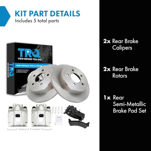 Image of TRQ Rear Brake Pad and Rotor Set Semi Metallic Calipers Compatible with 2001 Ford Explorer Mountaineer