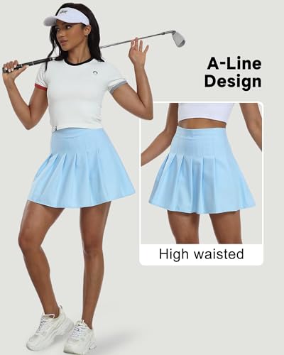 Image of Pleated Skirts for Women Tennis Skirt with Shorts High Waisted Mini Skort