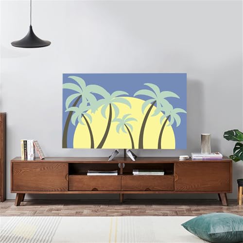 Fansu Funda para TV de Interior, Verano Caluroso Cubierta Antipolvo Elástico Colgante, Funda para Televisor Universal Lavable, para 32 a 75 Pulgadas Cubierta Antipolvo (Luna,75 pulgadas)