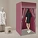 Portable Clothing Store Fitting Room, Folding Fitting Room Portable Dressing Room Freestanding Foldable Changing Room with Curtain for Clothing Shops, Shopping Malls (Pink)