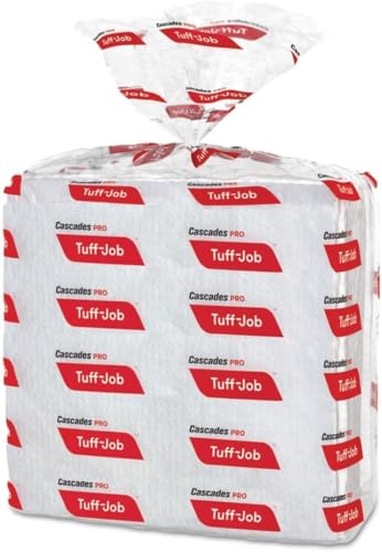 Cascades PRO Tuff-Job High Performance Wipers – 1-Ply, 1/4 Fold – Strong, Durable, and Absorbent Wipes for Industrial, Automotive, and Janitorial Cleaning – 50/Pack – W620 – White