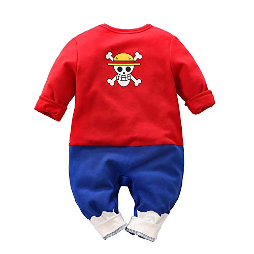 Baby Rompers Boys Girls Infants One Piece Cartoon Outfits Button Cotton Jumpsuit Long Sleeve Red&Blue2 9-12 Months/80 #TOP1