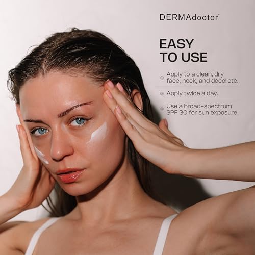 DERMAdoctor Face Cream Anti Aging for Fine Lines, Hydrating Squalane Moisturizer, Rejuvenating Ceramide Serum, Dermatologist Formulated Wrinkle Cream for Women, Peptide Moisturizer for Face – 1.7 oz