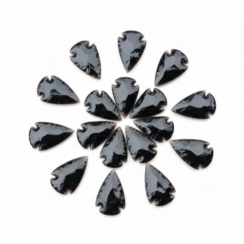 20Pcs Natural Black Obsidian Arrowheads Set (1" - 1.5" Inch) - Hand-Knapped Stone Points for Jewelry Making, Crafting, and Collecting with Carry Pouch