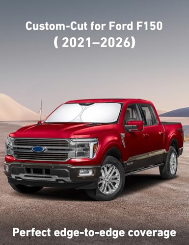 Image of EcoNour Ford F150 Windshield Sun Shade 2021-2024 2025 2026 Custom Fit Sunshade for Lariat, King Ranch, Platinum, XL, XLT, Limited, Raptor Front Windshield Sunshade, Car Accessories