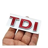 RJXIUETN 3D ABS Black Logo TDI Emblem Letters Car Rear Trunk Badge Sticker Fit for VW 4 5 6 7(TDI Red Chrome)