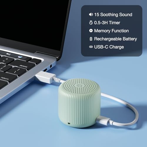 White Noise Machine Baby Portable Sound Machine,LEICEX Travel Sound Machine,15 Non-Looping Sound Timer and Memory Play, Mini White Noise Machine for Sleeping Office Travel (Mint)