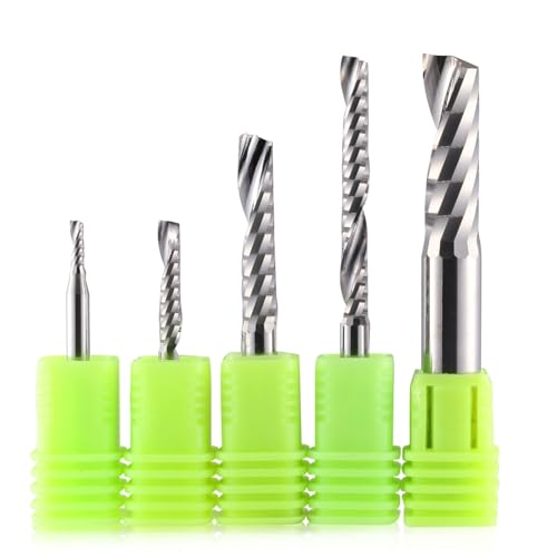 10個 OフルートCNCルータービット 1.0mm-12mmシャンク シングルフルートCNCカーバイドフライスカッター スパイラルエンドミル アクリル PVC MDF 木材用(3.175x2.5x8x38L)