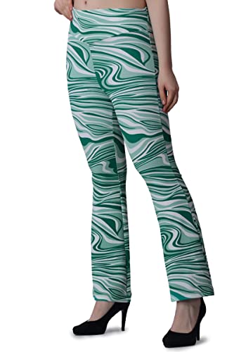 Image of POPWINGS Casual Marble Print Bell Bottom Trousers for Women || Flare Fit Women Trousers for Summer || Stylish Western Regular Fit Casual Bell Bottom Trousers for Women