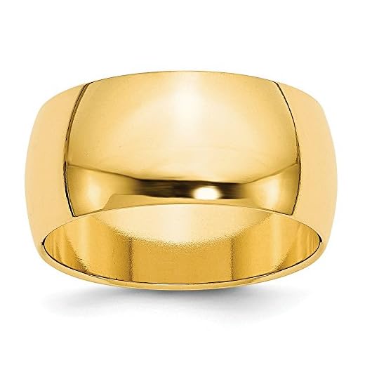 Solid 14k Yellow Gold 10mm Men's Plain Classic Dome Wedding Band Ring Size 10