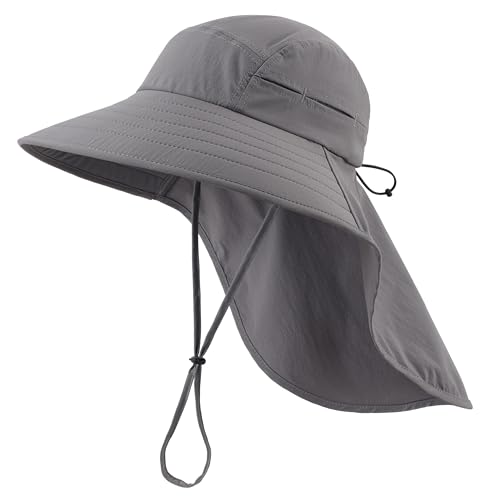 Home Prefer UPF 80+ Sun Hat for Men Women Wide Brim Sun Hat with Neck Flap UV Protection Safari...