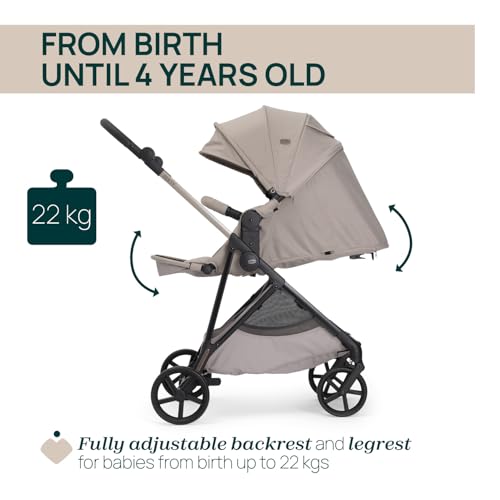 Chicco Cochecito Seety, Cochecito Ligero y Compacto De 0 Meses a 4 Años, Capacidad Máxima 22 kg, Cochecito Plegable,Respaldo Reclinable,Cierre Automático con 1 Movimiento, Capota Parasol y Cubrelluvia - imagen 5