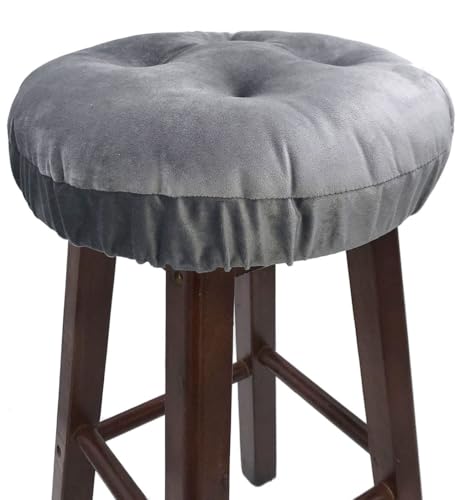 Augld Soft Velvet Padded Round Bar Stool Cushion 12" Grey