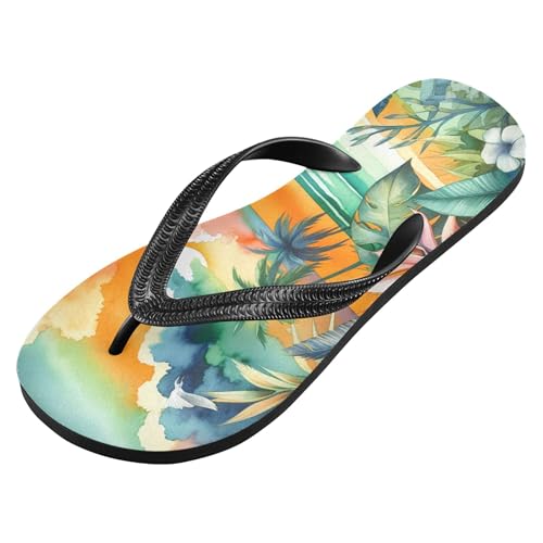 Burbuja Egret Bird with Palm Trees Flip Flops for Women Men, Soft Thong Sandals Rubber Slippers for Pool Beach Essentials2