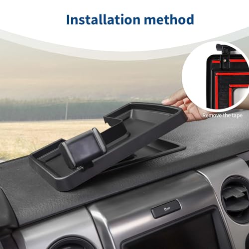 PDKLIN for Ford F150 Center Console Dash Tray Phone Holder Mount, 360 Degree Rotation Phone Holder Stand Dashboard Storage Box Organizer Tray Compatible with Ford F150 2009-2014