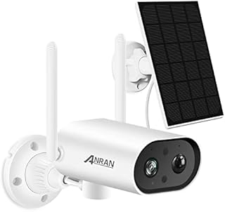 ANRAN Solar Security Camera Outdoor with Pan Rotation 180°, 2K Wireless CCTV Battery Powered Camera with Solar Panel, Human Detection, 2-Way Talk, Night Vision, Waterproof, S02 White, Work with Alexa