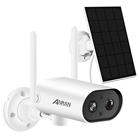 ANRAN Solar Security Camera Outdoor with Pan Rotation 180°, 2K Wireless CCTV Battery Powered Camera with Solar Panel, Human Detection, 2-Way Talk, Night Vision, Waterproof, S02 White, Work with Alexa Cover