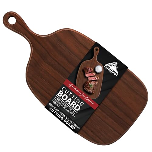Tabla de cortar de madera nogal Premium 38x18 cm con mango miniatura 1
