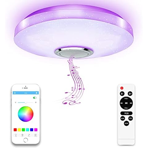 Lámpara de Techo LED Regulable con Altavoz Bluetooth y Cambio de Color RGB Cover