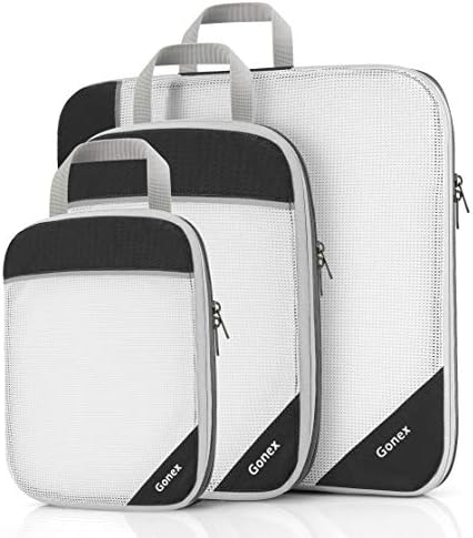 Gonex Packing Cubes, Travel Packing Organizers Compression Pouches L+M+S Black