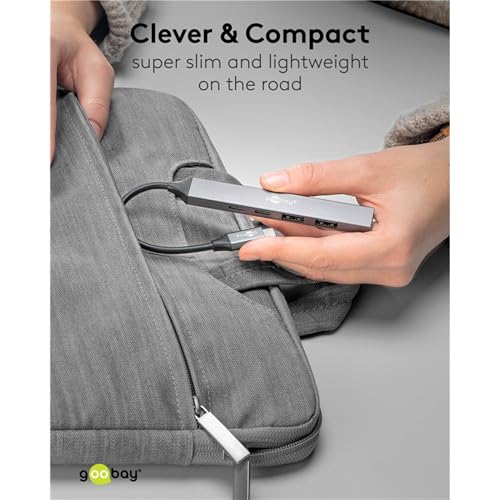 Goobay Hub Usb 3.2 A 5 Porte Slim/Usb, Multipresa Usb, Hub Usb/Slim USB-C A 3X USB-A E 2 X USB-C Multiport Adapter Usb 3.0 Hub / 5 Gbps Usb Splitter / 74460 - 7