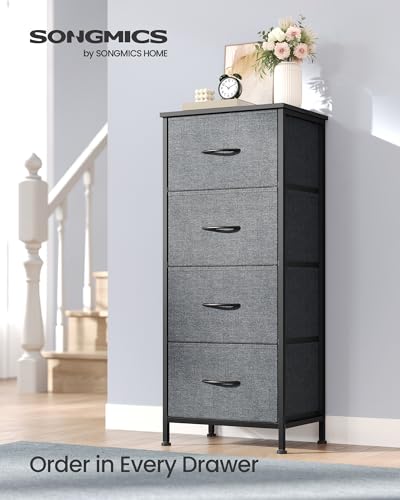 Image of SONGMICS BELLAH Collection - Dresser for Bedroom, Chest of Drawers, Storage Organizer Unit, Closet, Entryway, Steel, 4 Drawers, Modern, Slate Gray ULGS314GN02S