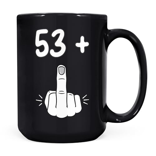 Monster Mug - 54th Birthday, I Am 53 + 1, Giant tazza da caffè/tazza in ceramica nera, regalo per uomini o donne