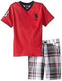 U.S. Polo Assn. Little Boys' Plaid Shorts and T-Shirt Set
