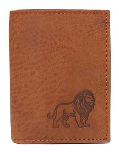MARSHAL Lion RFID Blocking Genuine Leather Bifold Trifold Wallet for Men King of the Jungle (Trifold)4